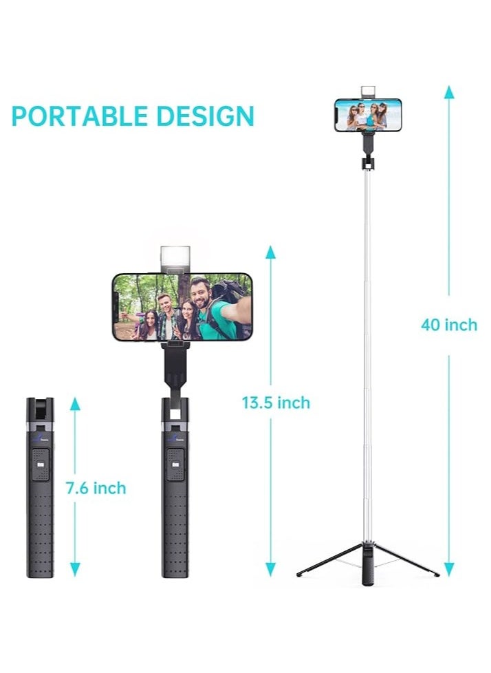 Generic - Lighted Selfie Stick Stand Lightweight 7oz Wireless Bluetooth Remote Patented Ultra Stable 4 Legs 3 Onboard Light Modes Compatible with iPhone And Android Black - Image 1