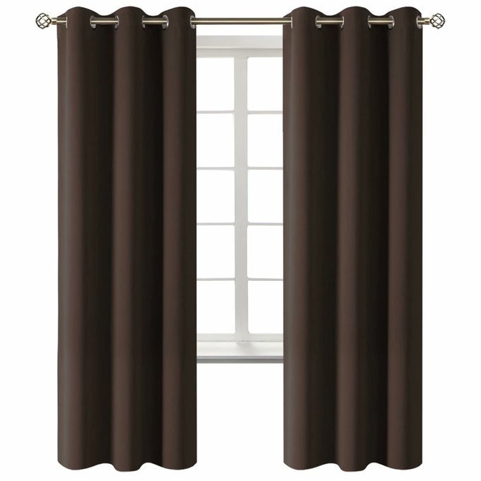BLACKOUT CURTAINS FOR LIVING ROOM GROMMET THERMAL INSULATED ROOM DARKENING CURTAINS FOR BEDROOM 2 PANELS OF 42 X 72 INCH BROWN