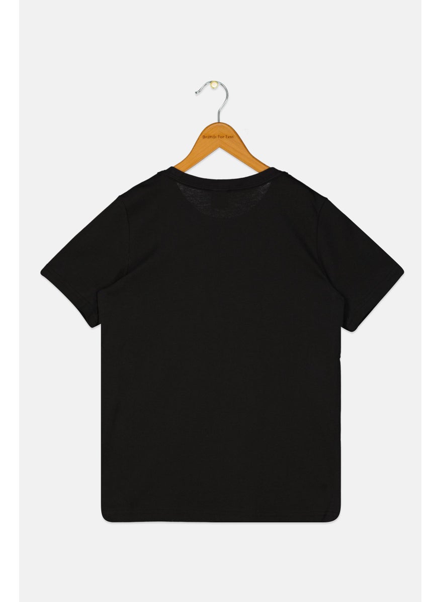 PUMA Kids boy Short Sleeve Embroidered Logo Outdoor T-Shirt, Black  - Image 2