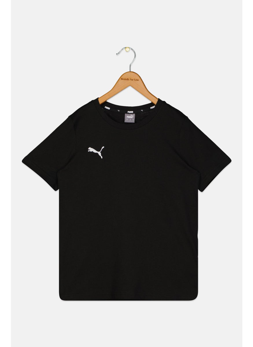 PUMA Kids boy Short Sleeve Embroidered Logo Outdoor T-Shirt, Black  - Image 1