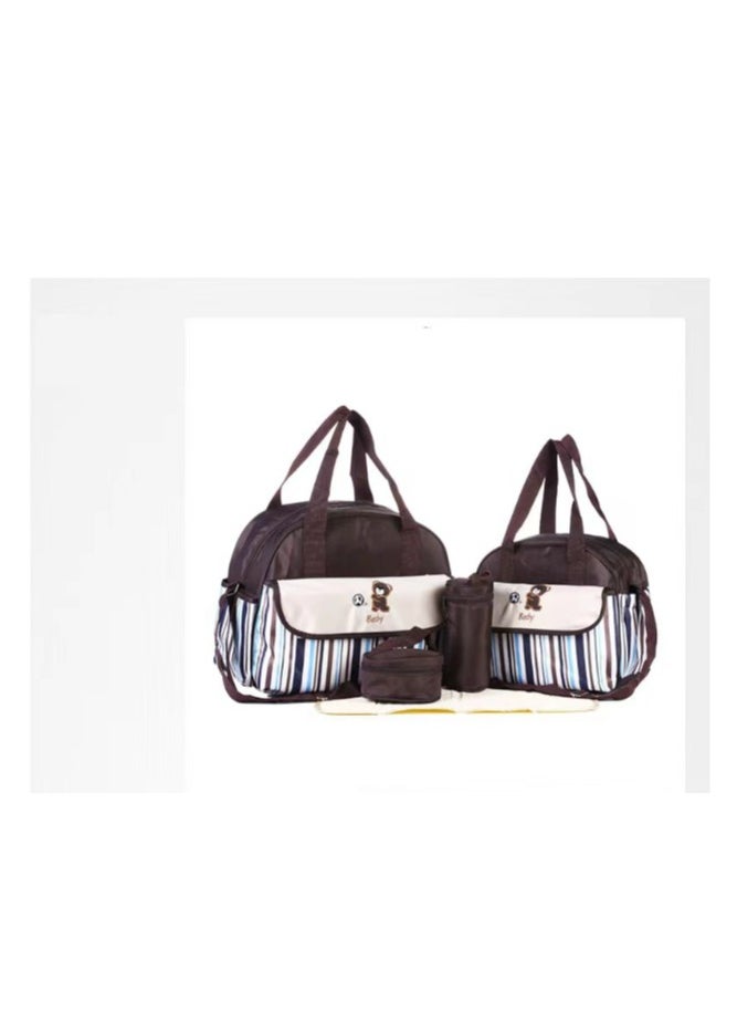 Excellent - Bear Mommy Bag Five-piece Set Multifunctional Large-capacity Single-shoulder Mommy Bag Crossbody Mother and Baby Bag - Image 1