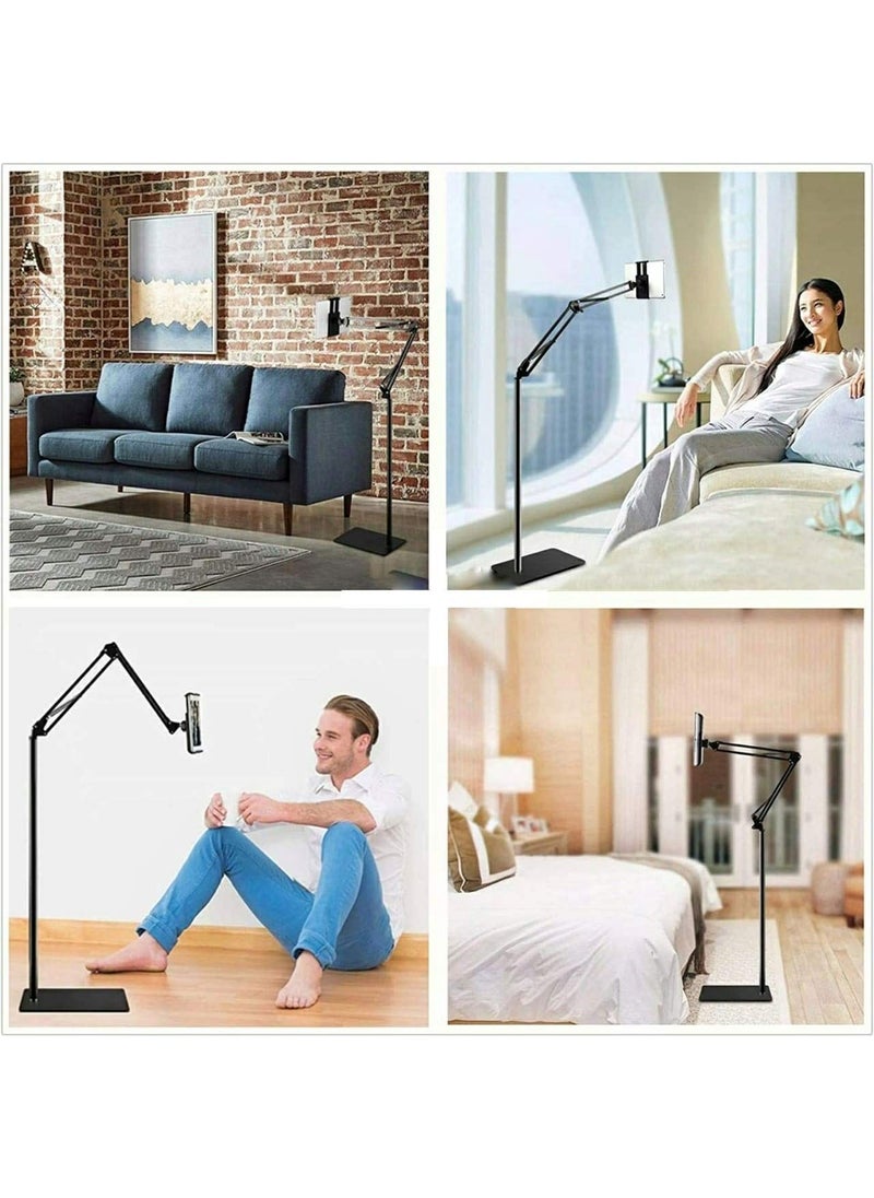 Generic - Floor Stand Tablet Stand and Mobile Holder Floor Desk Sofa Bed Stand Adjustable Portable Foldable Gooseneck 360 Rotating Long Arm 4 to11 inches - Image 1
