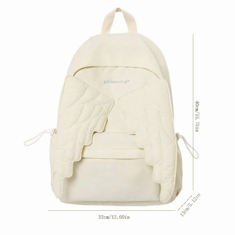 Versatile Angel Wing Backpack Solid Color Y2k Style Nylon Backpack Lightweight Embroidered Pattern Shoulder Bag - Image 5
