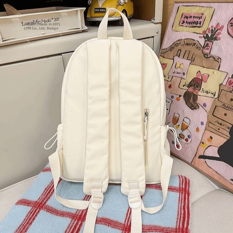 Versatile Angel Wing Backpack Solid Color Y2k Style Nylon Backpack Lightweight Embroidered Pattern Shoulder Bag - Image 2