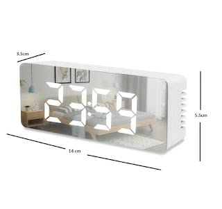 ECOSPIT CONTAINER ECOSPIT CONTAINER Table Alarm Clock Calendar Snooze with Automatic Sensor Light Smart Battery Operated Date and Temperature Students Loud Study Table Watch Home and Office Silver Mirror  - Image 3