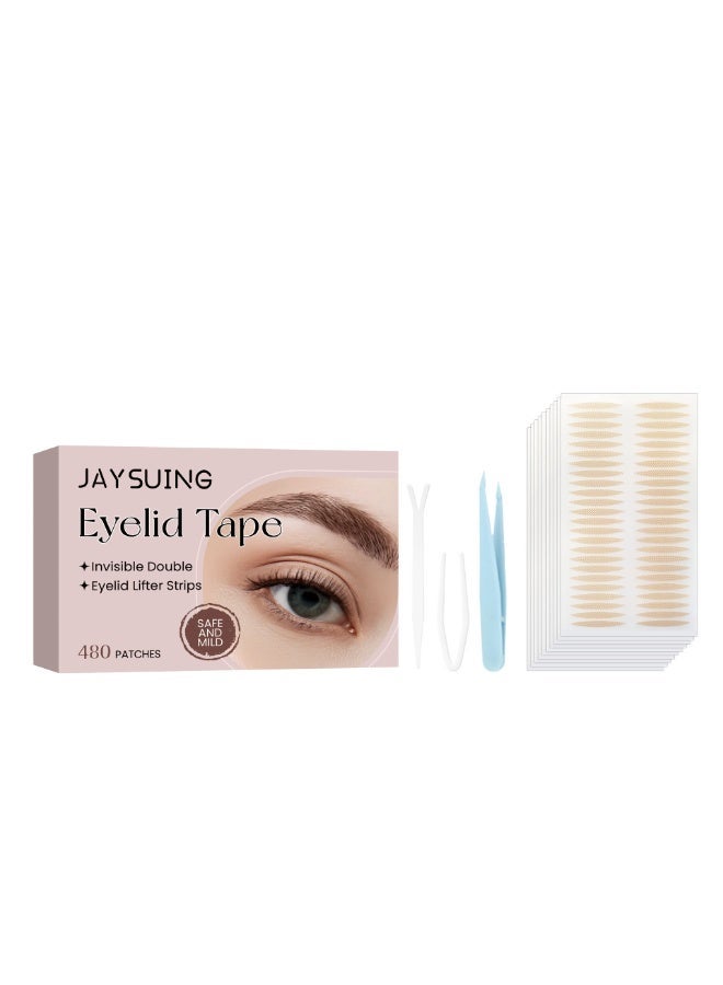 Jaysuing Eyelid Tape, Eyelid Lifter Strips, Eyelid Tape for Hooded Eyes Invisible, Instant Surgery-Free Eye Lift for Uneven or Single Eyelids, Say Goodbye to the Hood, Sagging Eyelids - 480Count - Image 1