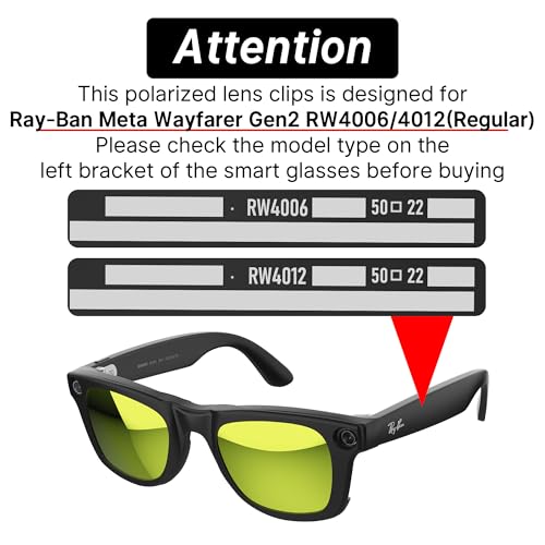 HIBLOKS 4Pcs Polarized Clip for Ray-Ban Meta Wayfarer & Gen 2 (RW4006/RW4012 Standard 50-22), Matte Black Frame Discoloration Clip for Meta Wayfarer Gen 2, (Silver+Blue+Yellow+Purple) - Image 2