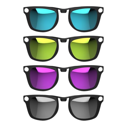 HIBLOKS 4Pcs Polarized Clip for Ray-Ban Meta Wayfarer & Gen 2 (RW4006/RW4012 Standard 50-22), Matte Black Frame Discoloration Clip for Meta Wayfarer Gen 2, (Silver+Blue+Yellow+Purple) - Image 1