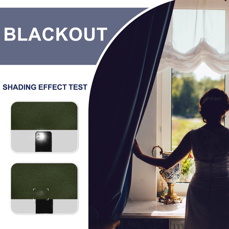 JIUZHEN Blackout Curtains for Bedroom - Thermal Insulated,Noise Reducing Room Darkening Privacy Rod Pocket Drapes for Living Room, Set of 2 Panels with Tiebacks, 42 x 63 inches Long, Olive Green - Image 2