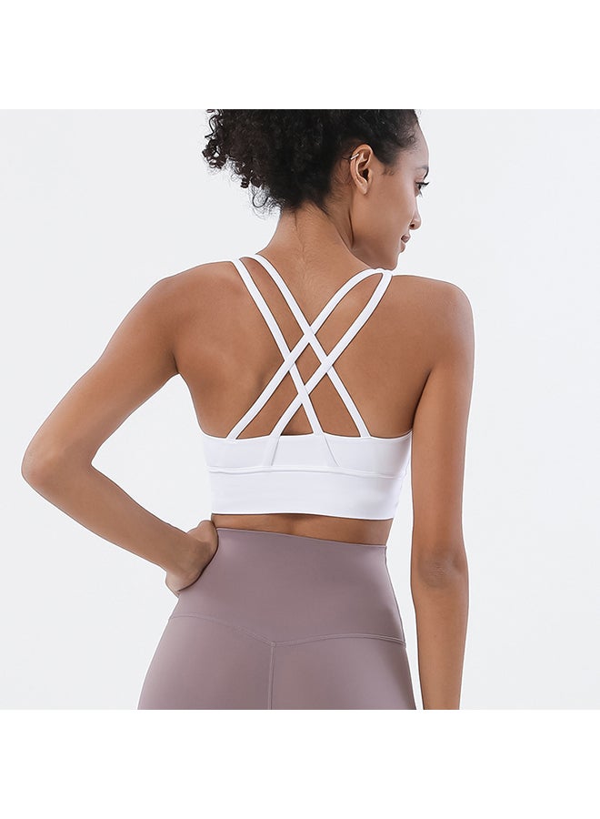 Women's Running Vest Professional Training Bra Yoga Sport Comfort Dance Cropped Top - White - Image 1