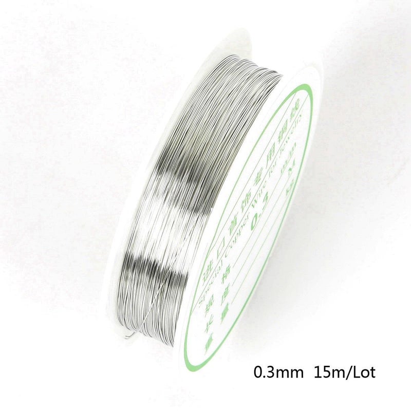 Copper wire shaping wire copper ring wire jewelry wire lead wire winding diy handicraft hairpin material accessories wholesale silver 0.3 MM15 m/roll silver 0.3 MM15 m/roll