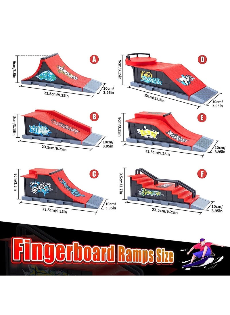 Finger Skateboard Ramp Set with Half Pipe - Complete Fingerboard Skatepark Kit for Kids & Adults, Interactive Freestyle Skate Game & Training Props