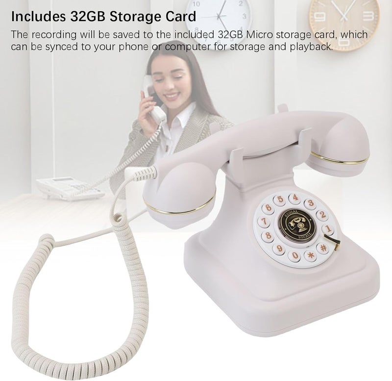Luocute Audio Guestbook Retro Phone, Leave Message Voicemail on 32GB Card for Wedding, Birthday, Anniversary, Parties with Retro, Vintage Style, Home or Hotel Use (White) - Image 5