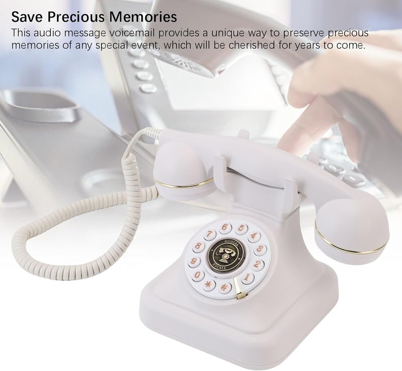Luocute Audio Guestbook Retro Phone, Leave Message Voicemail on 32GB Card for Wedding, Birthday, Anniversary, Parties with Retro, Vintage Style, Home or Hotel Use (White) - Image 3