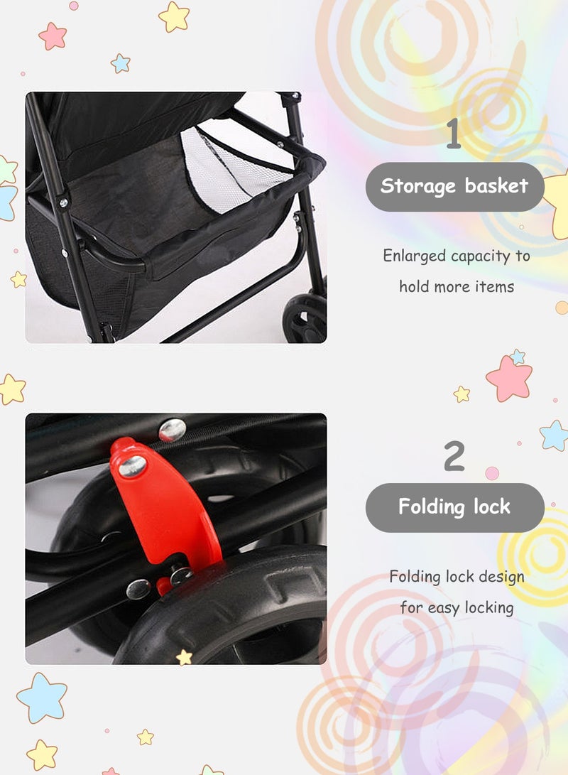 MaBaby Lightweight Baby Stroller for 6 -12 Months with Safety Harness and Storage Basket, One Hand Folding Travel Stroller - Image 2