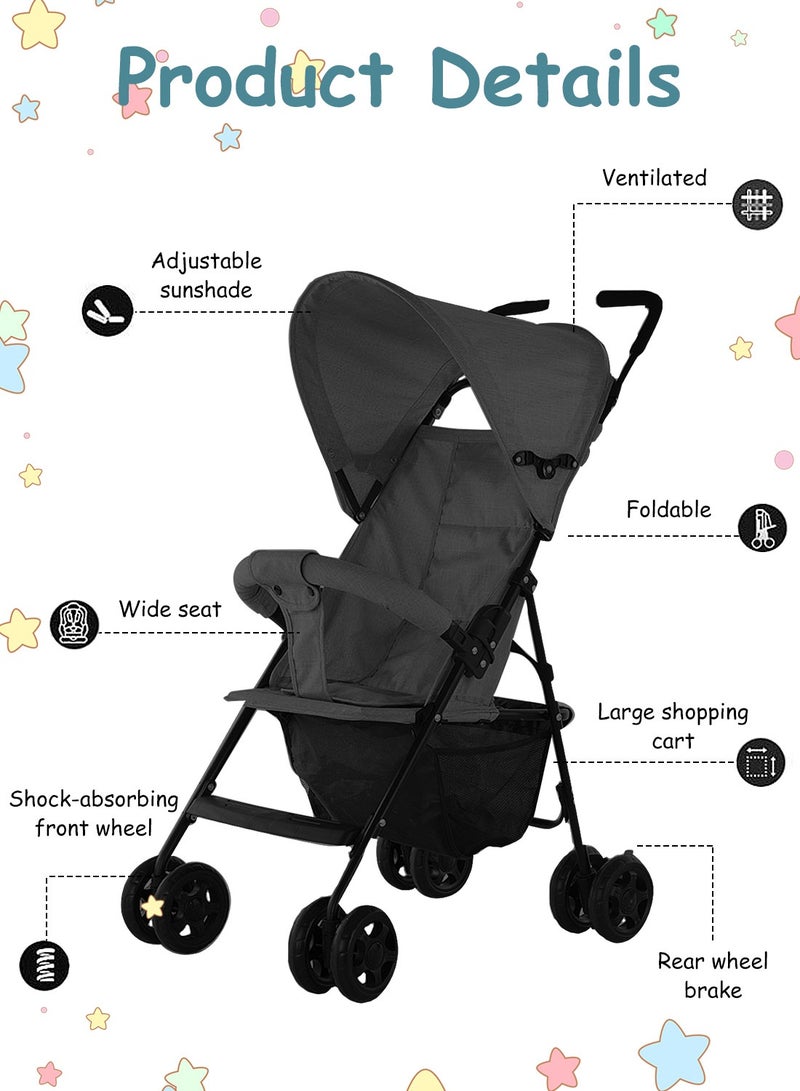 MaBaby Lightweight Baby Stroller for 6 -12 Months with Safety Harness and Storage Basket, One Hand Folding Travel Stroller - Image 4
