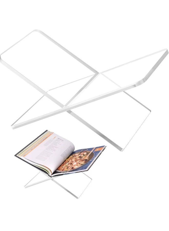 Bukela Transparent Clear Acrylic Book Holder 2 Piece Reading Stand for Open and Closed Books, Magazines, Textbooks 4.3" x 7.8" x 4.3" - Image 1
