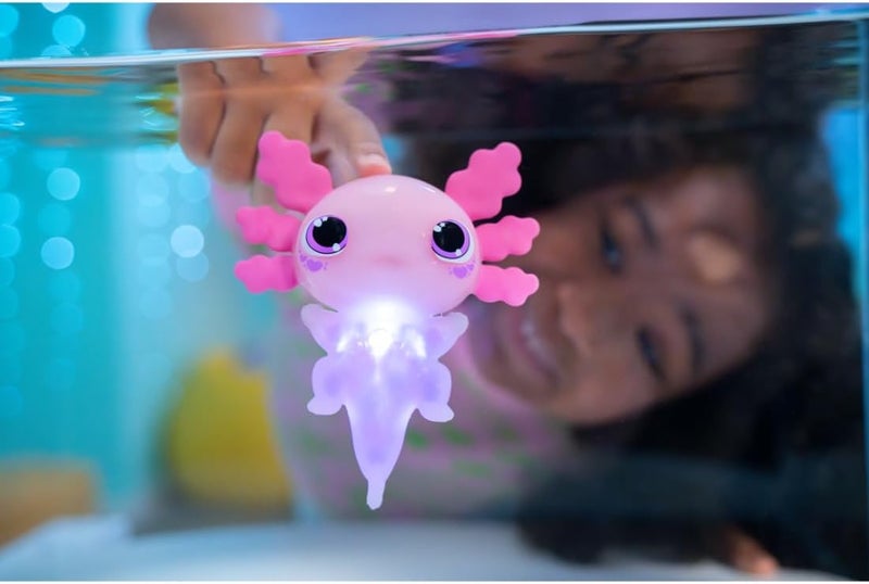 Animagic Let's Glo Axolotl - Pink, Electronic & Luminous Pet Children from 4 Years, Sensory Game & Tactile Experience, Stretchy Body, Cuddly Toy That Floats & Glows in the Water - Image 5