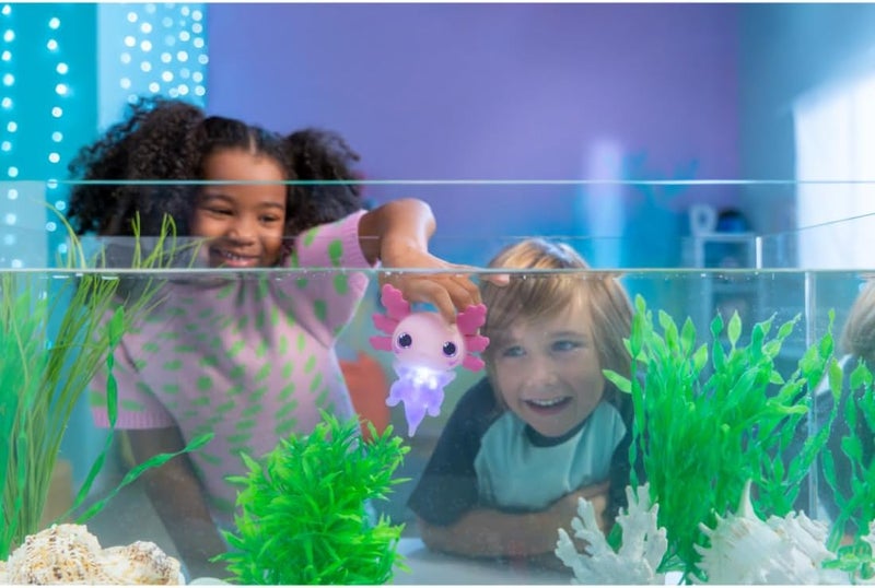 Animagic Let's Glo Axolotl - Pink, Electronic & Luminous Pet Children from 4 Years, Sensory Game & Tactile Experience, Stretchy Body, Cuddly Toy That Floats & Glows in the Water - Image 3