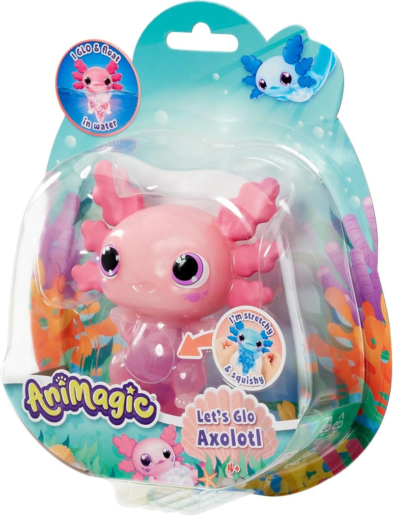 Animagic Let's Glo Axolotl - Pink, Electronic & Luminous Pet Children from 4 Years, Sensory Game & Tactile Experience, Stretchy Body, Cuddly Toy That Floats & Glows in the Water - Image 2