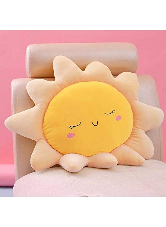 Peach Cuddle Sun Shaped Velvet Cushion for Kids Room, Living Room, Bedroom, Luxury Furnishing, Throw Pillow (16x16 inch, Orange) - Image 1