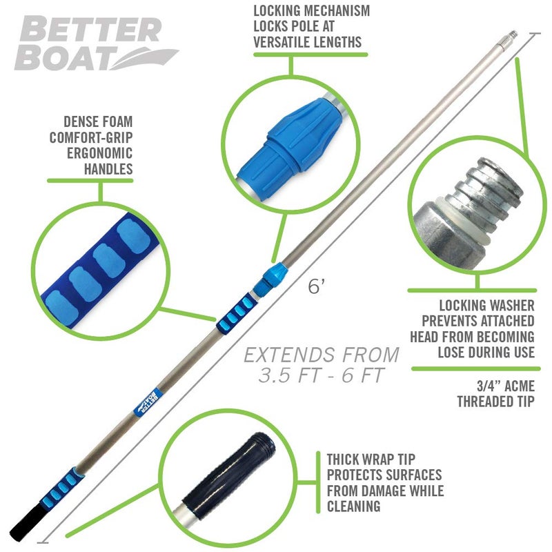 Better Boat Extension Pole, Telescoping Rod, 3.5-6 ft Extendable Deck Brush Handle, Boat Hook, Painterâ€™s Stick, 3/4" Universal End, Twist Lock, for Paint Rollers, Mops, and Long Reach Tasks - Image 2