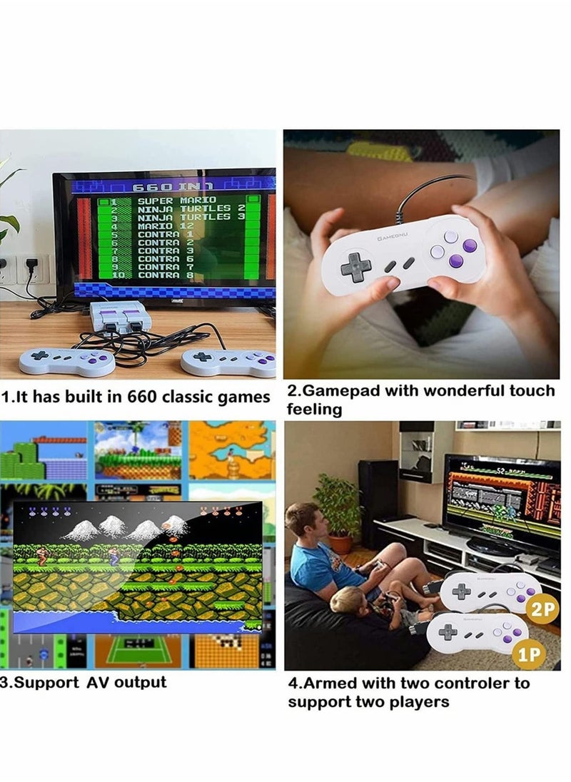 SYOSI - Retro Game Console,Classic Mini Retro Game System Built-in 660 Retro Games, AV Output Plug & Play Video Games Console,Retro Toys Gift for Kids. UK Plug - Image 1