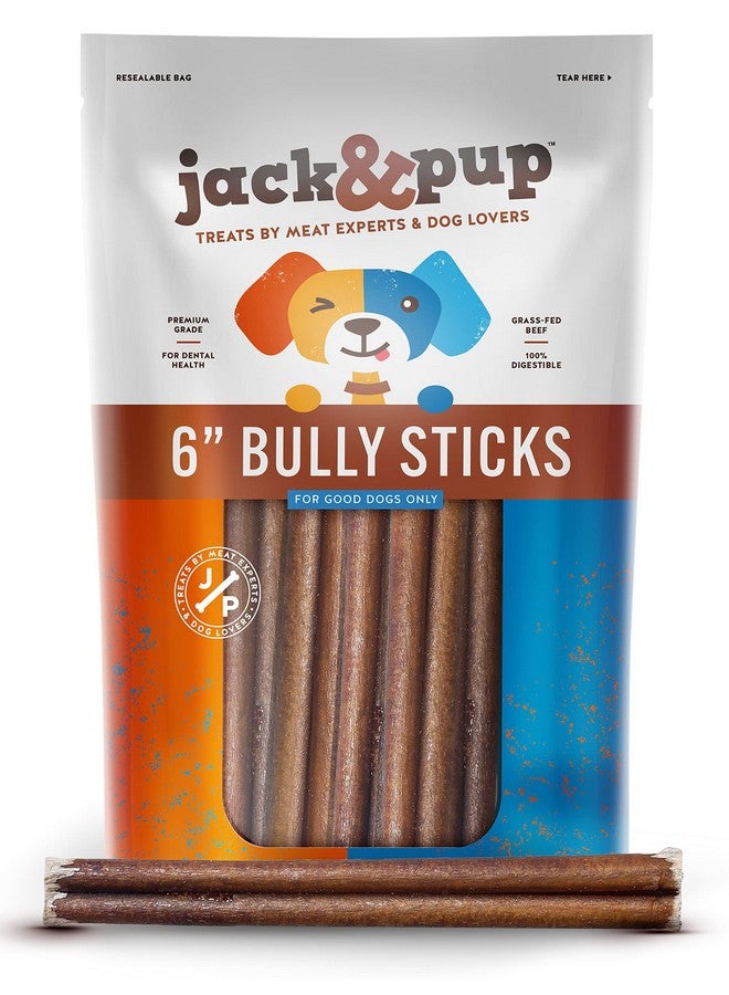 jack Jack&Pup 6" Bully Sticks For Dogs | Premium Odor Free Bully Sticks For Large Dogs | All Natural Beef Pizzle Sticks (Standard, 7 Pack) - Image 1