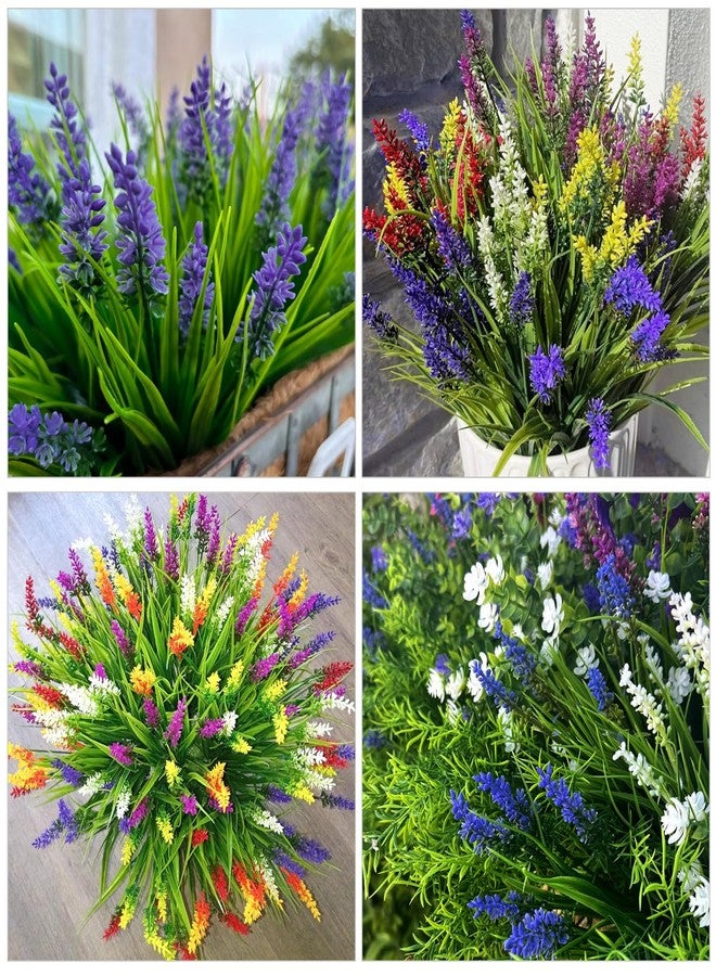 Layway 24 Bundles Artificial Plants Outdoor, UV Resistant Fake Lavender Flowers, Faux Monkey Grass for Wedding Porch Garden Decoration (6 Colors) - Image 5