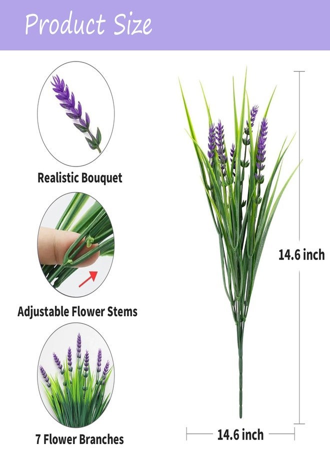 Layway 24 Bundles Artificial Plants Outdoor, UV Resistant Fake Lavender Flowers, Faux Monkey Grass for Wedding Porch Garden Decoration (6 Colors) - Image 2