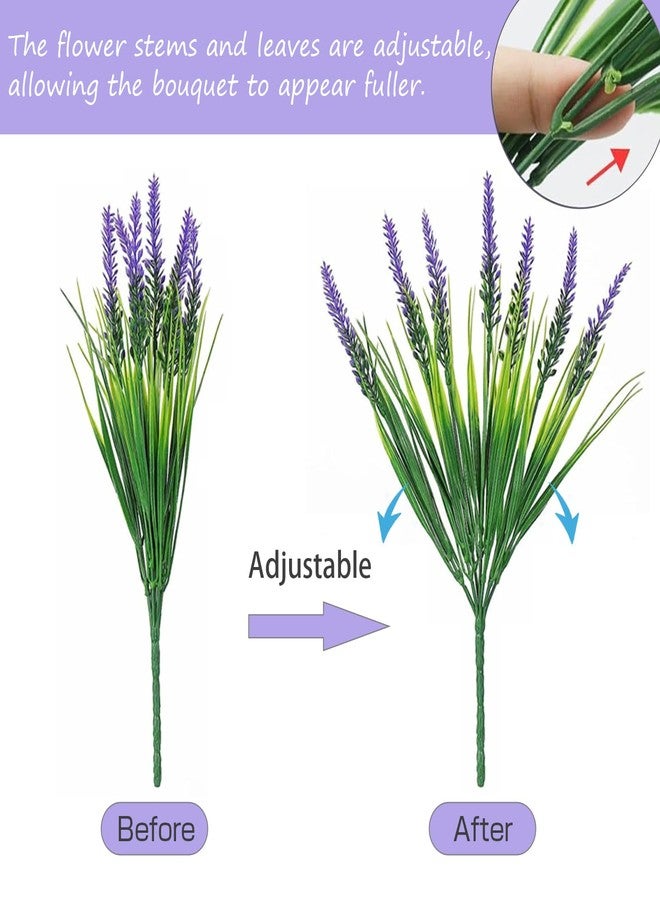 Layway 24 Bundles Artificial Plants Outdoor, UV Resistant Fake Lavender Flowers, Faux Monkey Grass for Wedding Porch Garden Decoration (6 Colors) - Image 4