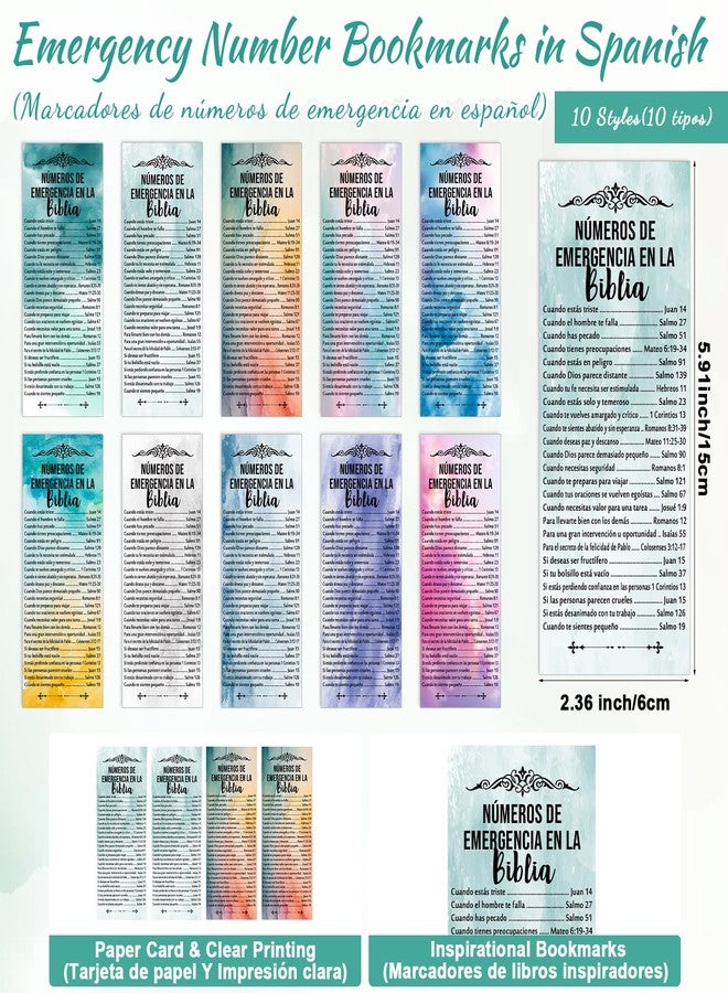 Feifeiya 25 Sets Spanish Christian Gifts Bulk Regalos de Pascua, Bible Emergency Numbers Bookmarks, Scripture Wristbands& Pens Church Easter Giveaways, Bible Study Appreciation Supplies - Image 2