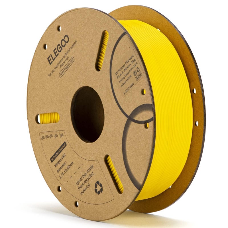 ELEGOO PLA Filament 175mm Yellow 1KG 3D Printer Filament Dimensional Accuracy 002mm 1kg Cardboard Spool22lbs 3D Printing Filament Fits for Most FDM 3D Printers - Image 2