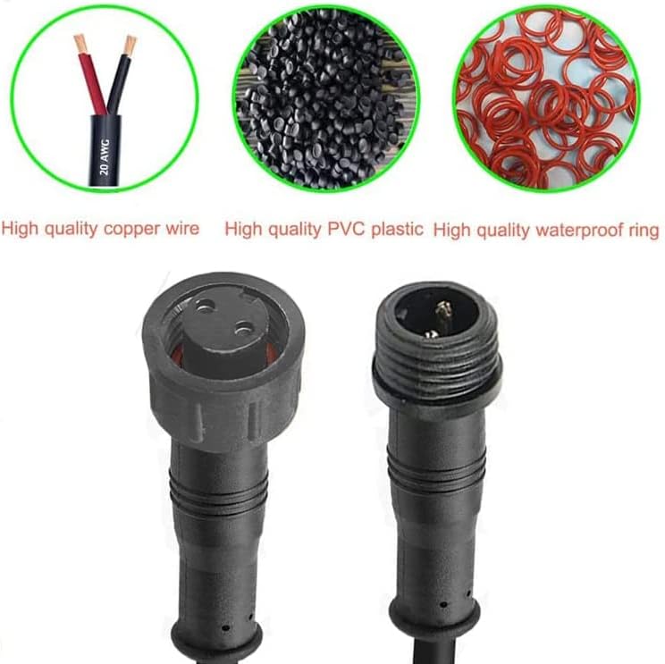 dstfuy 2pin Waterproof Connector,20AWG IP68 2Pin Male Female Plug LED Connector,with 20CM Extension Cable for Car,Indoor/Outdoor LED Strip Lights. - Image 3