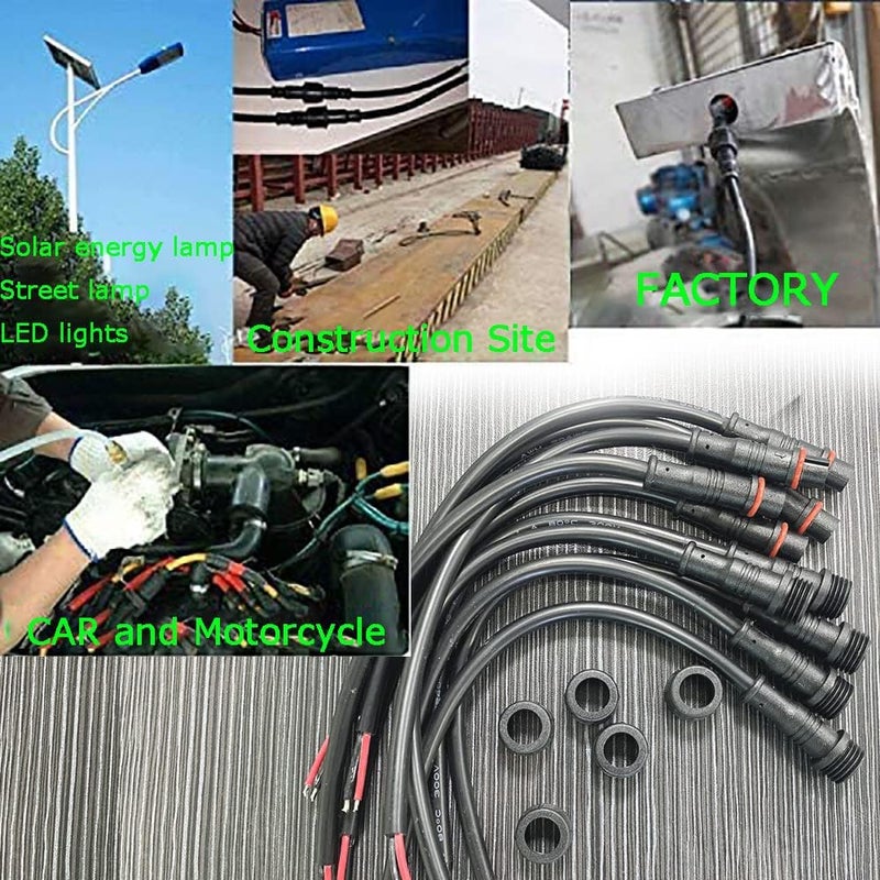 dstfuy 2pin Waterproof Connector,20AWG IP68 2Pin Male Female Plug LED Connector,with 20CM Extension Cable for Car,Indoor/Outdoor LED Strip Lights. - Image 2