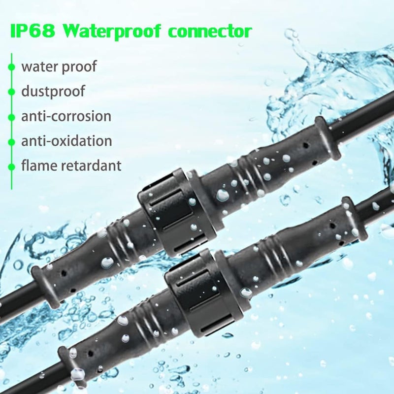 dstfuy 2pin Waterproof Connector,20AWG IP68 2Pin Male Female Plug LED Connector,with 20CM Extension Cable for Car,Indoor/Outdoor LED Strip Lights. - Image 5