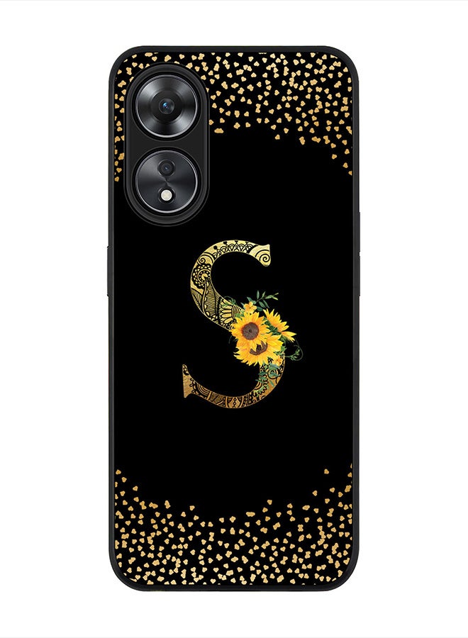 Stylizedd Cover for Oppo A78 5G /Oppo A58 5G Case , Rugged Black Slim fit Phone Cases Custom Monogram Initial Letter Mandala Floral Pattern Alphabet-S (Black)  - Image 1
