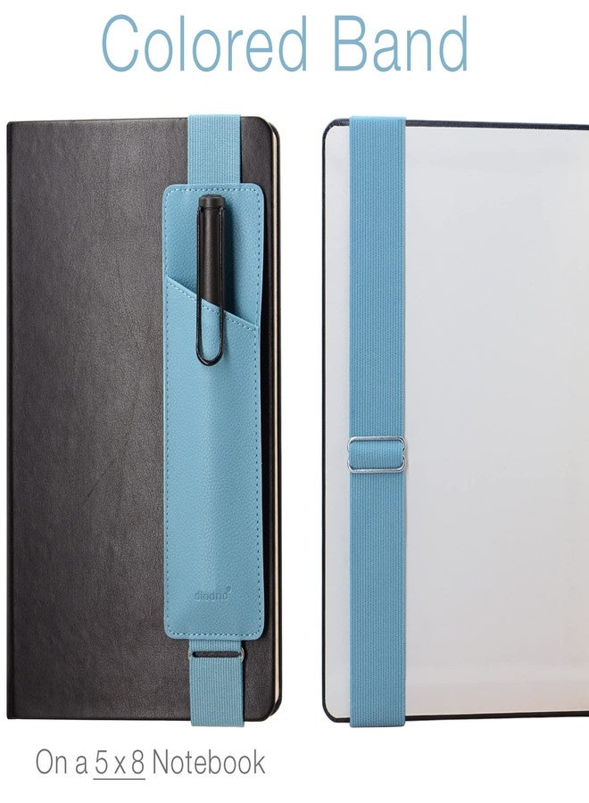 diodrio, 2 Pack Adjustable Elastic Band Pen Pencil Holder Pouch for Journals, Notebooks, Planners, Binders, Tablet Covers, Fit Journals 5x8 to 8.5x11, PU Leather, Detachable, Cerulean Frost - Image 3
