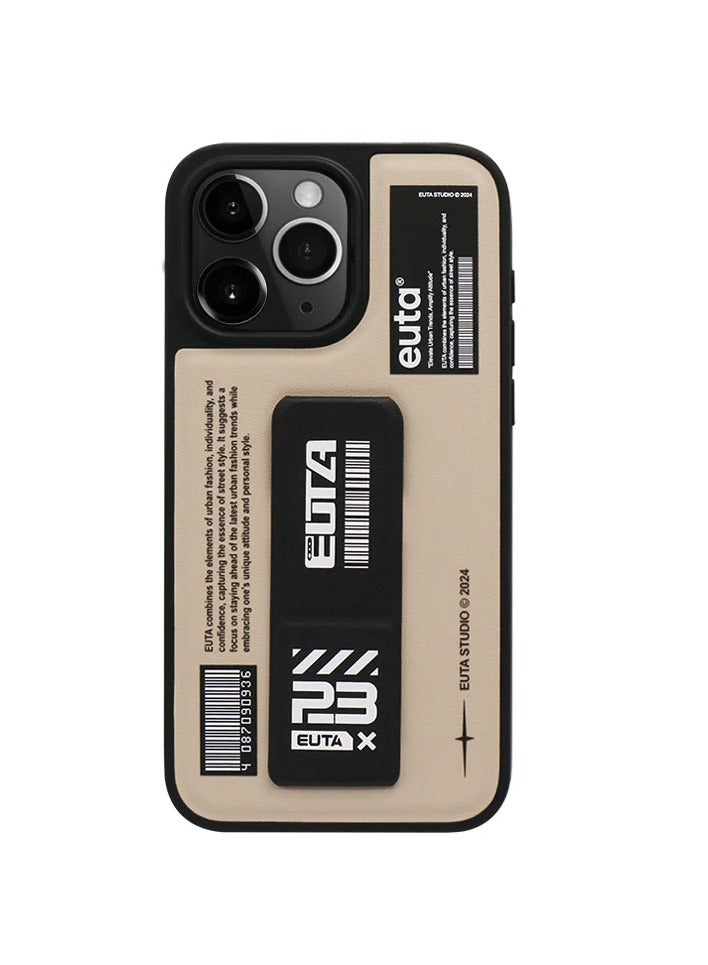 يوتا جراب EUTA Mag-Charge الجلدي مع حامل قابل للتمديد لجهاز Apple iPhone 16 Pro Max - بيج - Image 1