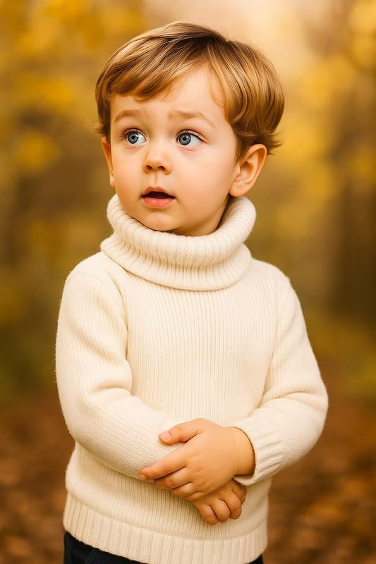Krystle Children’s Winter High Neck Pullover | Cozy Woolen Sweater for Kids (White,3-4 Years) - Image 2