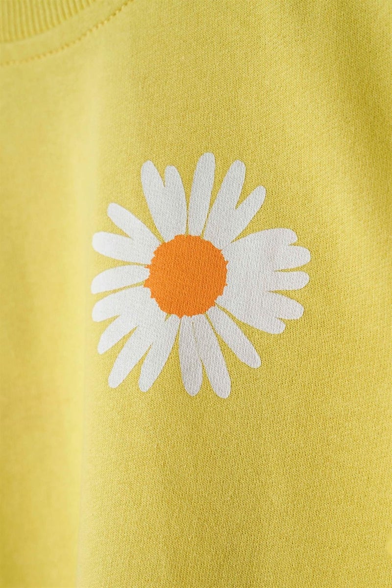 Zepkids Girls Yellow Colored Ruffled Sleeve Tracksuit Set  - Image 3