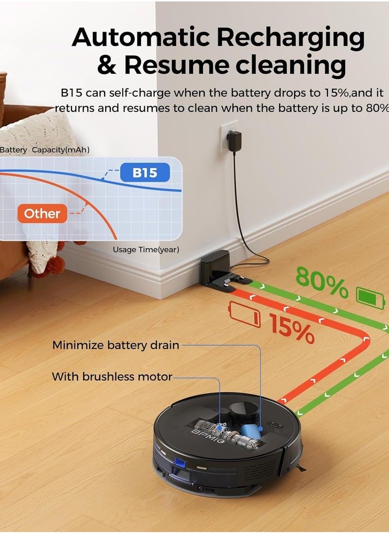 Joshberg - 3 in 1 Robot Vacuum,Robot Vacuum Cleaner with Mop, 5000Pa Suction, with Auto Carpet Boost,uto-Charging,LDS Laser Navigation, WiFi/Alexa/APP, Super Thin Robotic Cleaner, Ideal for Pet Hair Hard Floor,M30,Black - Image 1