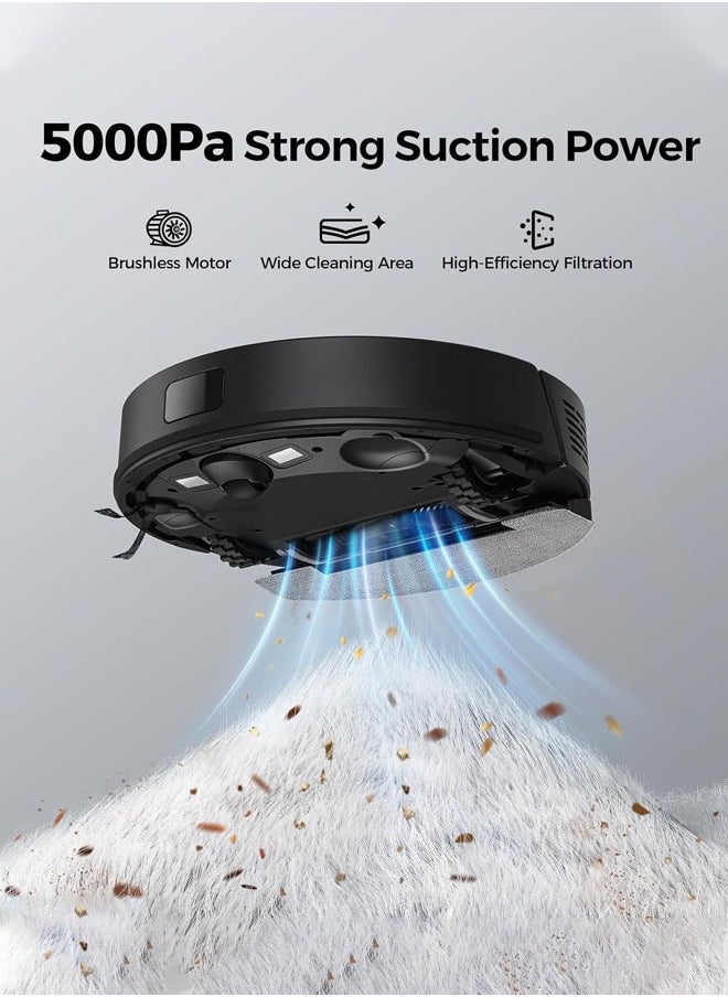 Joshberg - 3 in 1 Robot Vacuum,Robot Vacuum Cleaner with Mop, 5000Pa Suction, with Auto Carpet Boost,uto-Charging,LDS Laser Navigation, WiFi/Alexa/APP, Super Thin Robotic Cleaner, Ideal for Pet Hair Hard Floor,M30,Black - Image 1