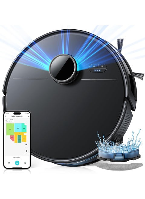 3 in 1 Robot Vacuum,Robot Vacuum Cleaner with Mop, 5000Pa Suction, with Auto Carpet Boost,uto-Charging,LDS Laser Navigation, WiFi/Alexa/APP, Super Thin Robotic Cleaner, Ideal for Pet Hair Hard Floor,M30,Black