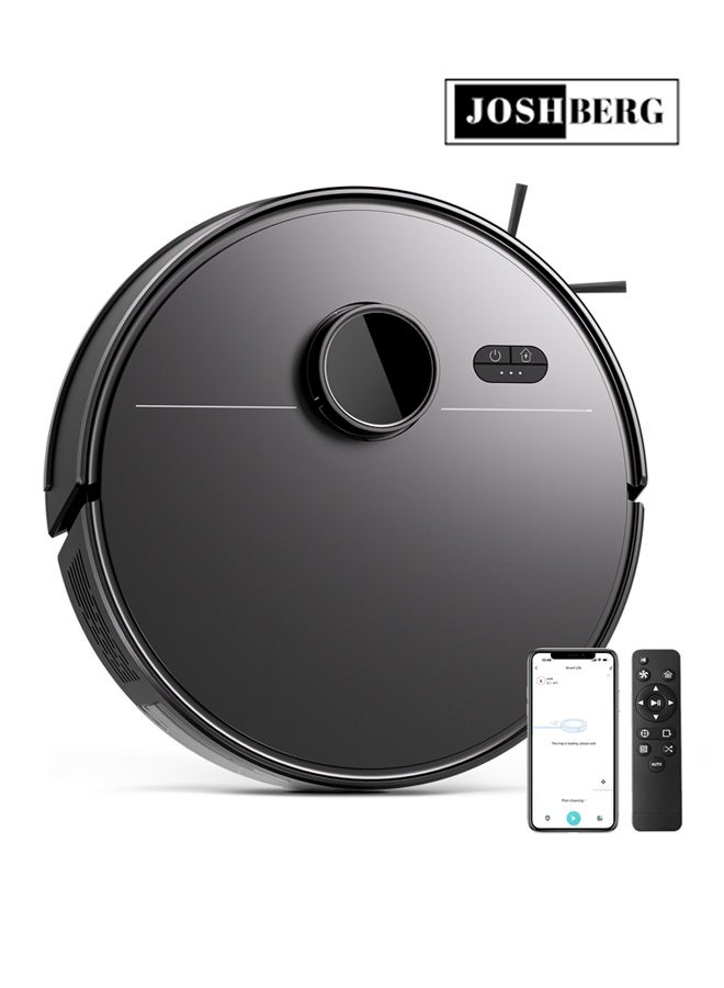 Joshberg M30 Robot Vacuum and Mop,3 in 1 Robot Vacuum, 5000Pa Suction, with Auto Carpet Boost,uto-Charging,LDS Laser Navigation, WiFi/APP, Super Thin Robotic Cleaner, Ideal for Pet Hair Hard Floor,Black - Image 1