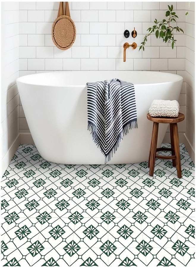 MORCART Peel and Stick Floor Tile, 20-Pack 7.87" x 7.87" Matte Vinyl Floor, Self Adhesive Waterproof Flooring DIY for Renter, Removable Tile Sticker for Bathroom, Kitchen, Bedroom, Wall (Green) - Image 1