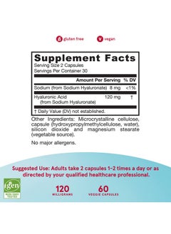 jarrow formulas Hyaluronic Acid 120 Mg 60 Veggie Caps Bioavailable & Naturally Derived Supports Skin Health Pure Hyaluronic Acid 30 Servings  - Image 4