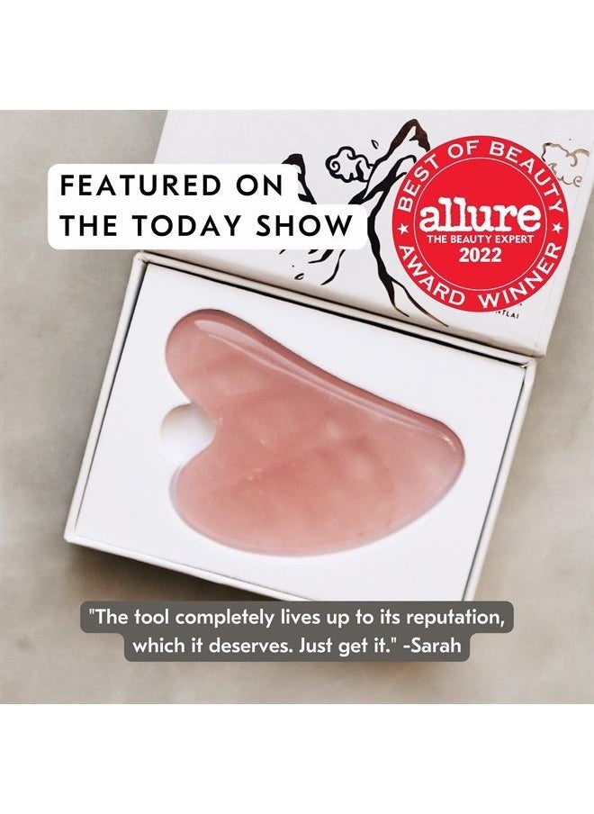 Mount Lai - The Rose Quartz Gua Sha Facial Lifting Tool | Face Sculpting Tool for Skin Care | Guasha Tool for Face and Body | Facial Massage Tools to Relieve Muscle Tension and Reduce Puffiness - Image 1
