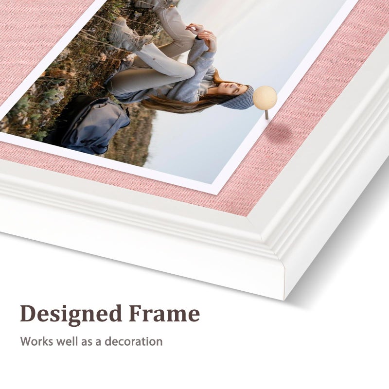 DOLLAR BOSS Bulletin Board with Linen 24'' x 18'' White Framed Cork Boards for Walls, Photo Display Pin Board, Decorative Corkboard for Office Home School Girls Dorm Decor with 10 Pushpins, Pink - Image 3