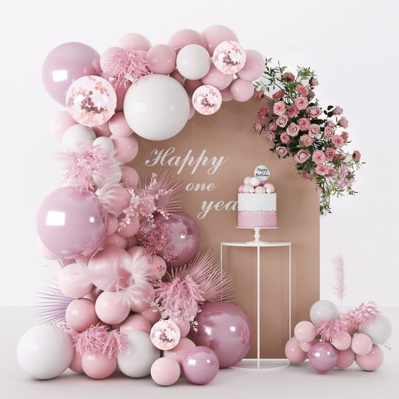 CANREVEL Pink White Balloons Garland Arch Kit 104 PCS Metallic Pink Gold Confetti Latex Balloons for Baby Girl Shower Birthday Wedding Anniversary Bachelorette Party Decorations - Image 2